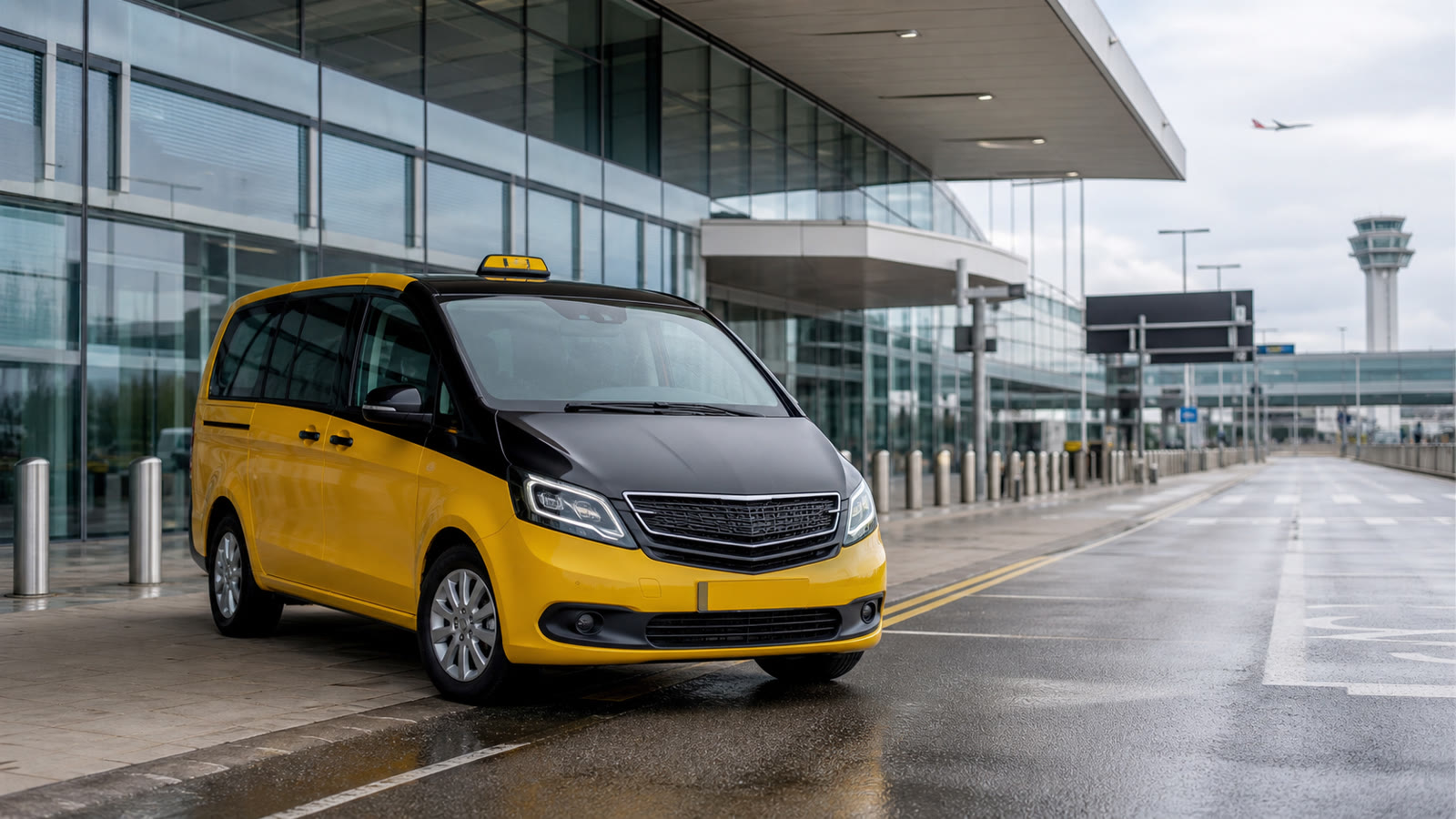 Modern skoltaxi vid Arlanda